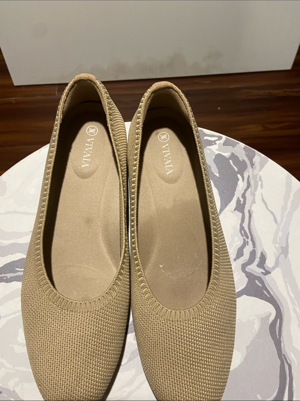 VIVAIA Almond Toe Knit Flats Beige Women’s EU 39 US 8.5 Comfort Shoes